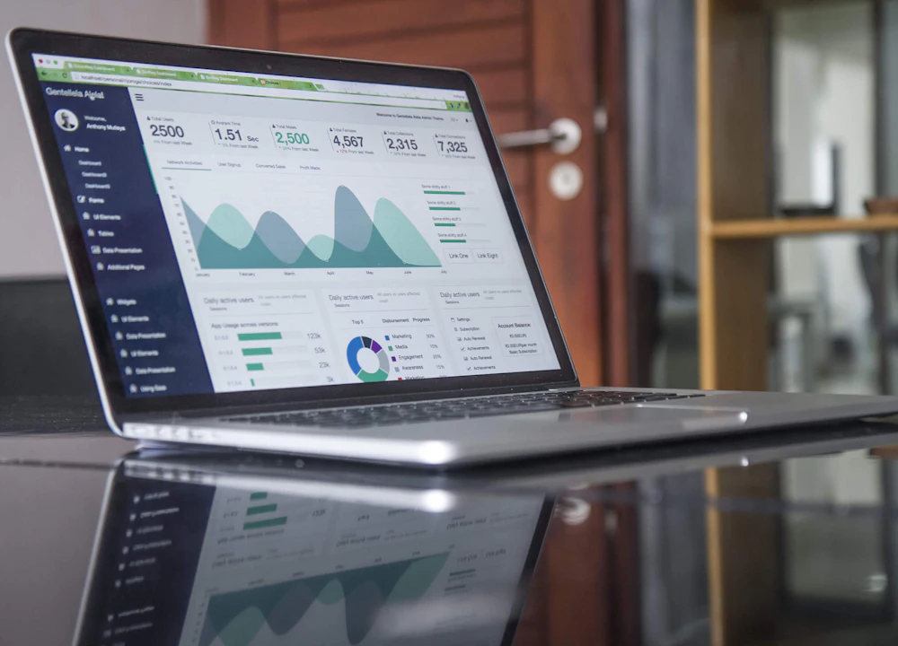 Laptop showing a website analytics dashboard